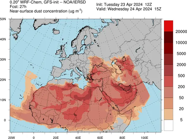 Πώς θα κινηθεί η αφρικανική σκόνη σήμερα (24/4)