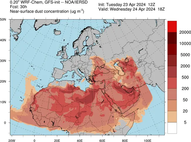 Πώς θα κινηθεί η αφρικανική σκόνη σήμερα (24/4)