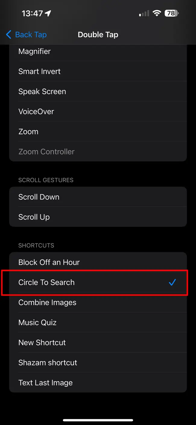 iPhone Cirlce to Search