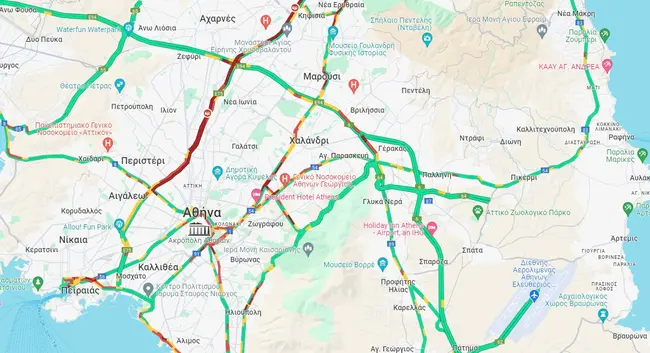 Χάρτης με την κίνηση στους δρόμους